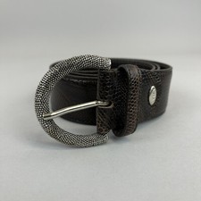 Nanni Brown Leather Boho Jeans Retro Hippie Buckle Belt Size 36" Long Length 