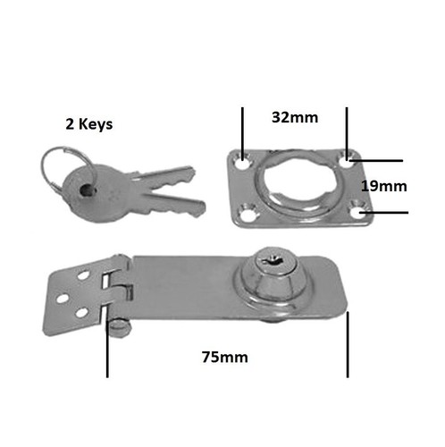 Locking hasp staple 75 x - s/s, &