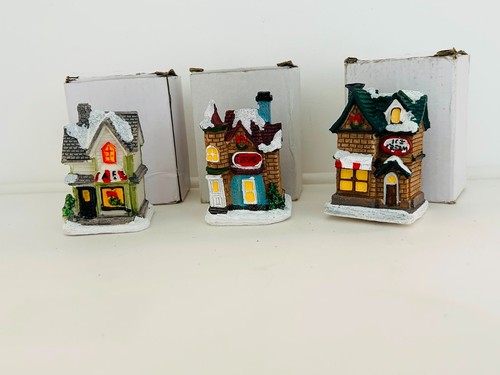 3pcs christmas village - village, house