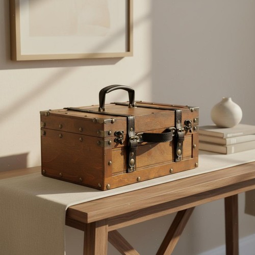 Vintage wooden suitcase - wooden, box
