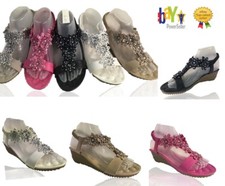 Ladies Low Wedge Heel Diamante