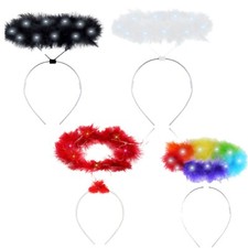 LED Fluffy Halo Angel Headband Hen Halloween Night Angel Xmas Fancy Dress Party