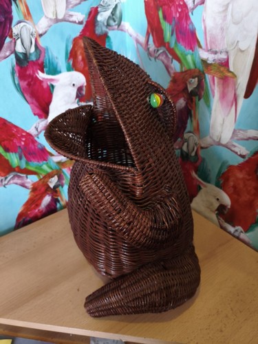 Rare vintage frog wicker - frog,
