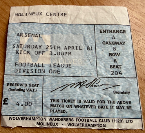 Ticket 1975 wolves v - wolves,