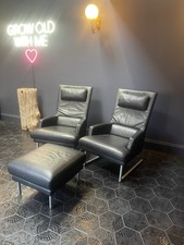 Rolf Benz Leather Chairs & Stool set