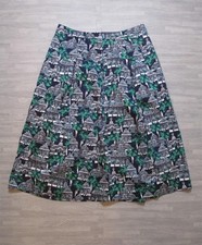 Boden Lola Skirt Size UK 12R Navy Botanical Gardens Pleated Pockets Lined Zip