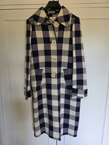 Boden navy white check coat - check,