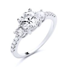 Sterling Silver 3.00ct Simulated Diamond Trilogy Engagement Ring size K to S