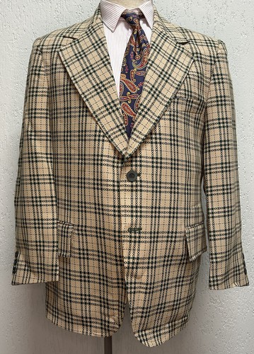 Men 1970s beige bold check - men’s,