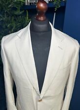Alfred Dunhill Linen Wool Silk Blazer Jacket Kensington Cream 50R IT Mens