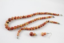 Red Apple Sponge Coral Matching Set Inc. Necklace, Bracelet and Earrings X 3