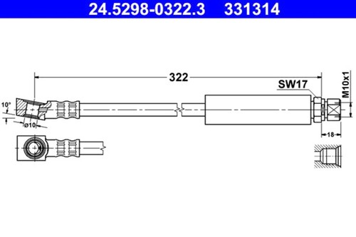 Brake hose ate fits opel - ate, saab
