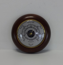 Vintage Barometer DAYMASTER Original Turned Wood Round Weather Station