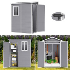 Outdoor Garden Storage Shed Reinforced Plastic Tool House with Window Lockable