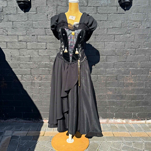 Black steampunk dress puff - dress,
