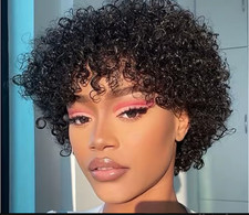  Short Afro Curly Bob Human