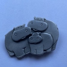 Mali Pewter metal Hippo Family