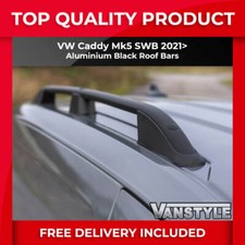 FITS VW CADDY MK5 SWB 2021> BLACK LIGHTWEIGHT ALUMINIUM ROOF RAILS BARS RACK