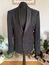 Zara Man Black Brocade Blazer Jacket Tuxedo Men Dinner Tux - Size 38 Textured