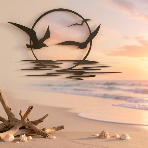 Seagull coastal seascape metal - seagull,