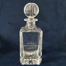 Etched Clear Glass Decanter W/ Stopper  M.D.B.A HOUND SHOW