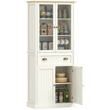 HOMCOM Kitchen Cupboard, 5-tier Storage Cabinet with Adjustable Shelves, Cream