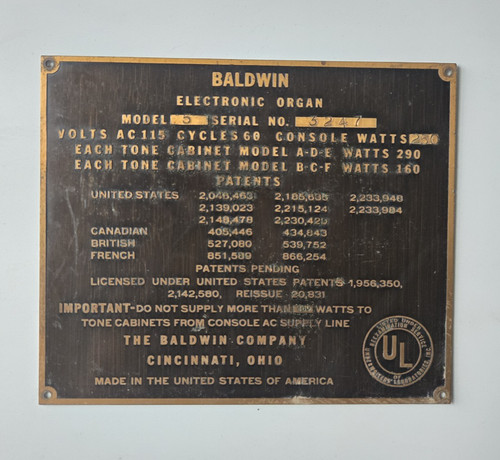 1940s baldwin organ brass - 1940s,