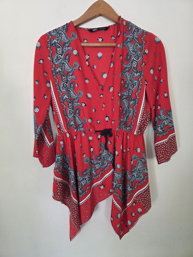 Zara red blue white paisley - zara,