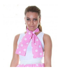 Ladies Polka Dot 1950 60s Scarf Hen Party Pink Lady Fancy Dress Costume Cosplay