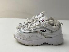 FILA Boys & Girls Kids White Laced Up Trainers Shoes UK (8) EUR (26) D147