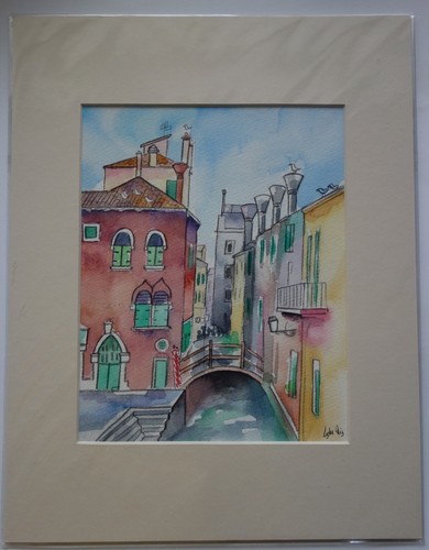 Venice canal scene watercolour - venice,
