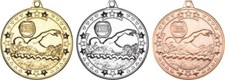 Swimming metal medal with red - swimming,
