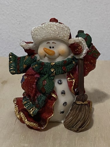 Vintage snowman with broom - vintage,