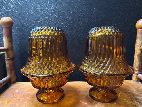 Indiana glass amber fairy lamp - glass,