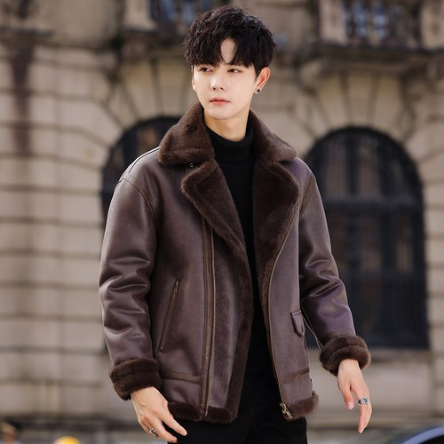 Men suede lamb wool fur - lamb,