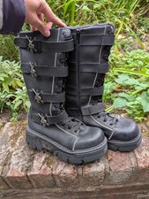 Y2K Vintage Mad Fish Vegan High Skull Goth Boots - UK Size 6 - From Storage!