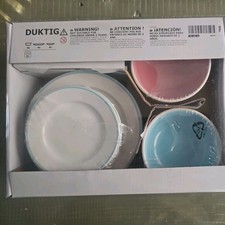 New IKEA DUKTIG Children’s Porcelain Plates & Bowls 12pc Play Set Ages 3+ Sealed