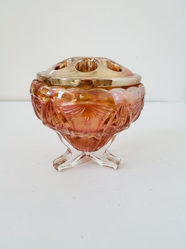 Carnival glass footed - glass,