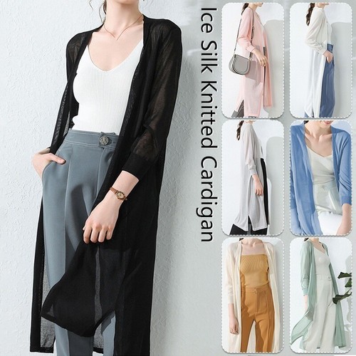 Long sleeve cardigan mesh - long,