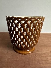 French Syla Mid Century Plastic Brown Trellis Planter. Great Condition