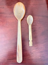 Antique Hand-Carved Horn Spoons – Set of 2 - Vintage Rustic Kitchen Utensils