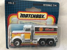 MATCHBOX MB5 PETERBILT T W ' SHELL ' TANKER TRUCK ( SILVER TANK ) - ON CARD