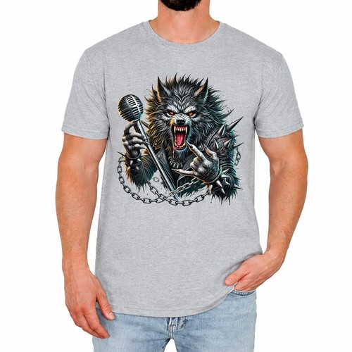 Rock wolf mens shirt spiked - wolf, t-shirt