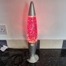 Glitter Lamp Plug In Silver With Pink Glitter 40cm tall