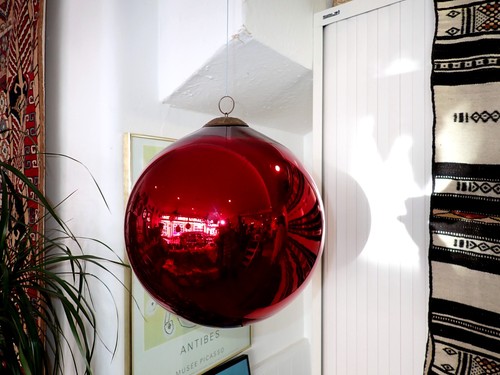 Red witches ball christmas - red,