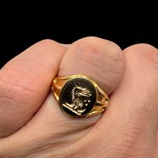 Antique 18ct gold - signet, ring