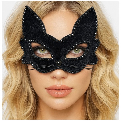 Black cat masquerade mask - cat,