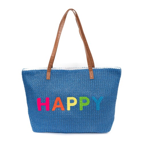 Large beach bag happy - , blue