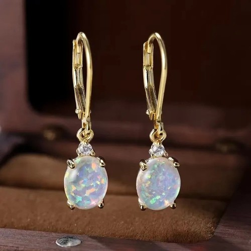 White blue opal oval hoop - blue,