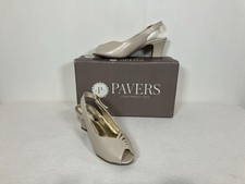 Pavers Womens Shoes Heels Size UK 3 Beige Block Peep Toe Wide Slingback Event
